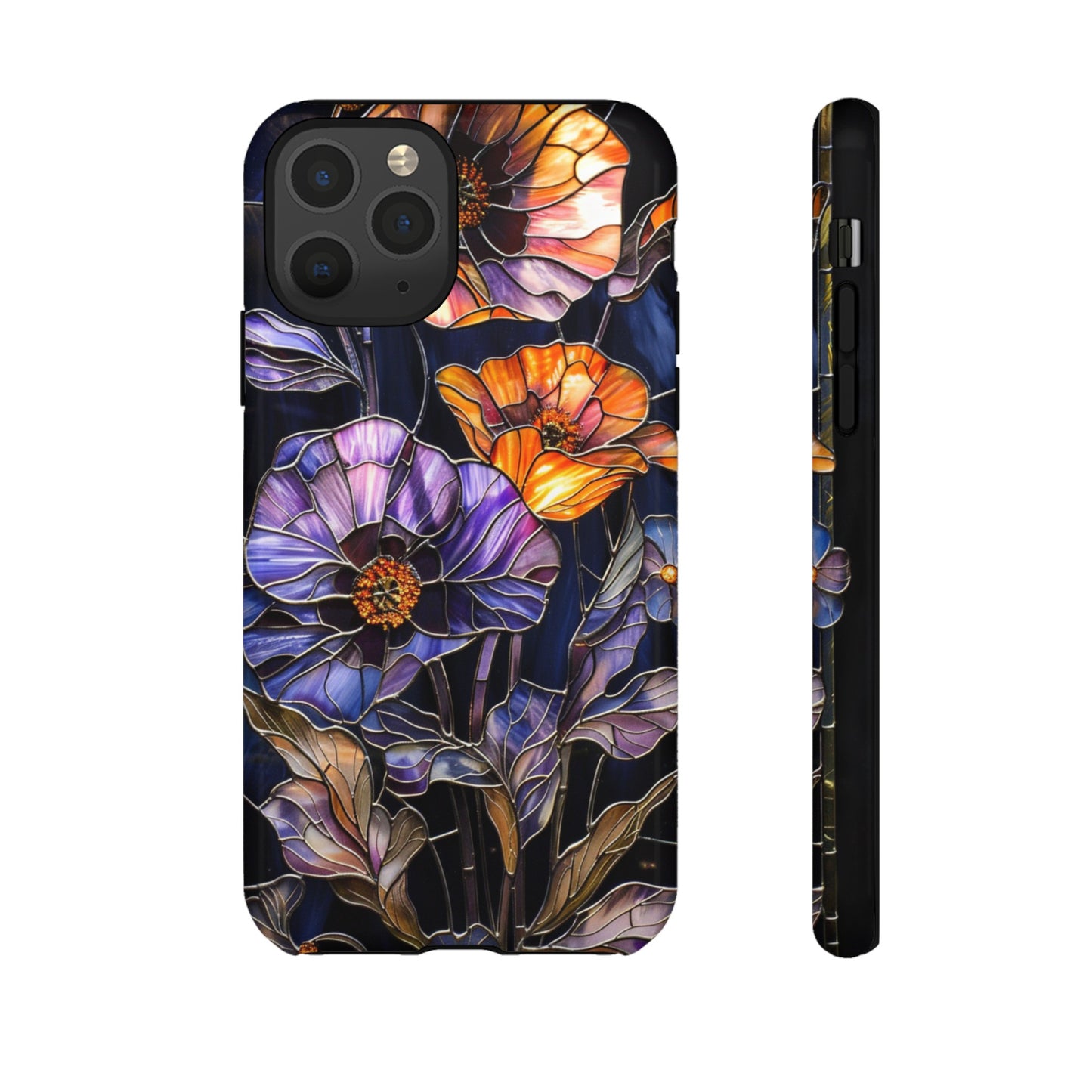 Night blossom stained glass design phone cover for iPhone 12