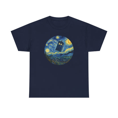 Van Gogh Police Box Starry Night Fantasy Parody Graphic T-Shirt