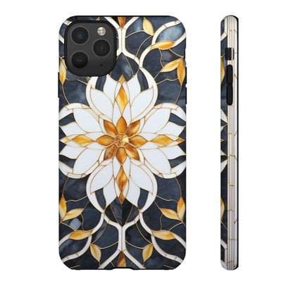 Art Deco Floral Gold & Blue Mosaic