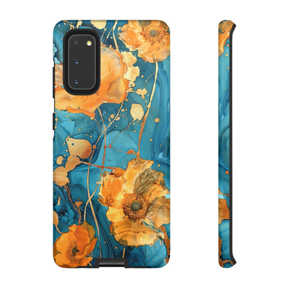 Gold Poppies Color Splash Floral Design Phone Case