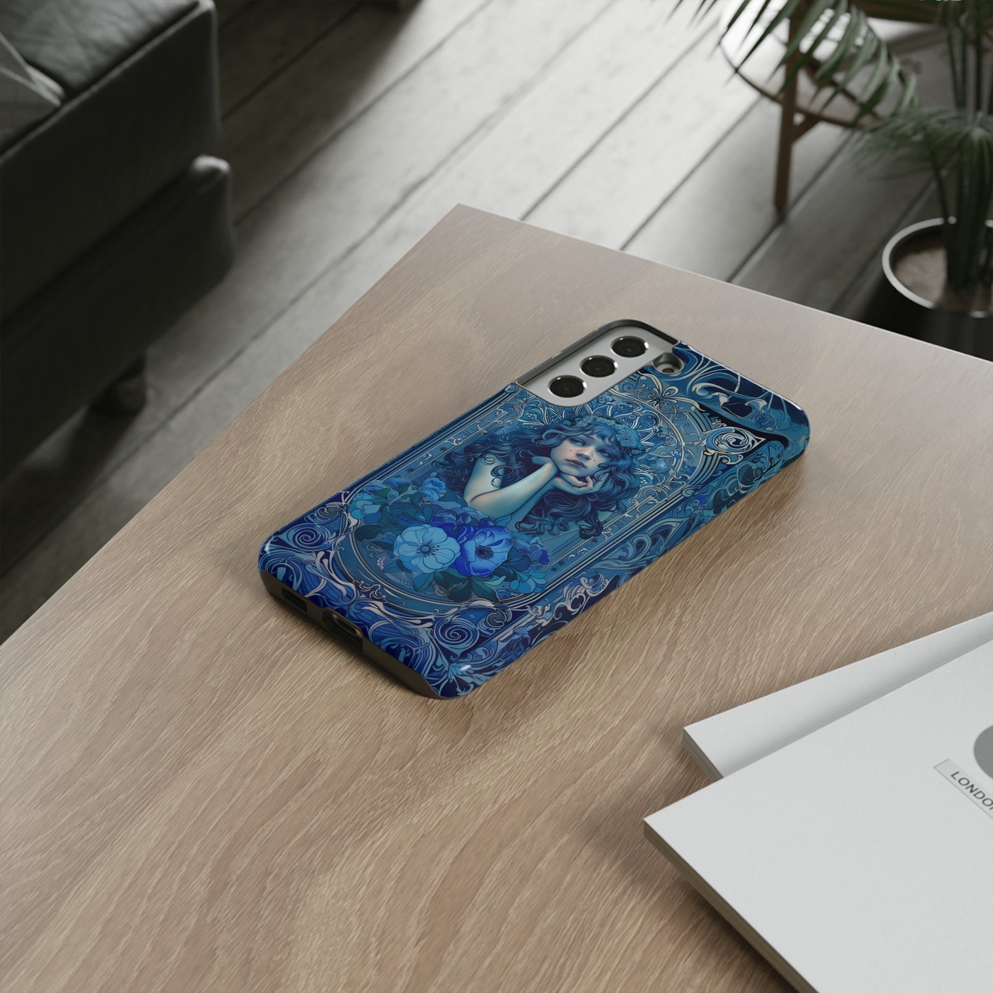 Blue Floral Art Nouveau Style Phone Case