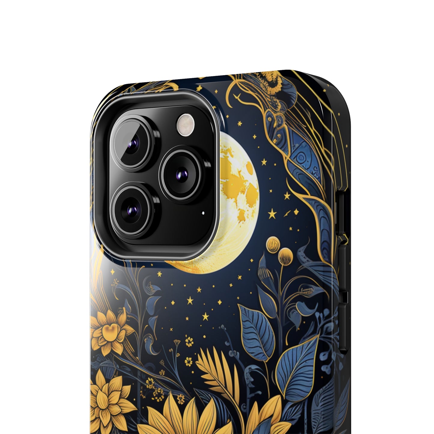 Starry Night Boho Meets Cottagecore: Floral Sun, Moon & Stars iPhone Case