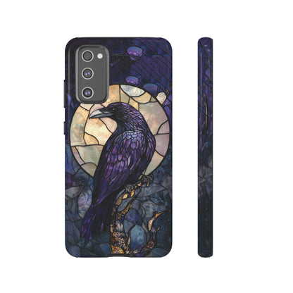 Halloween Phone Case Purple Raven Stained Glass Style Spooky Moon Phone Cover