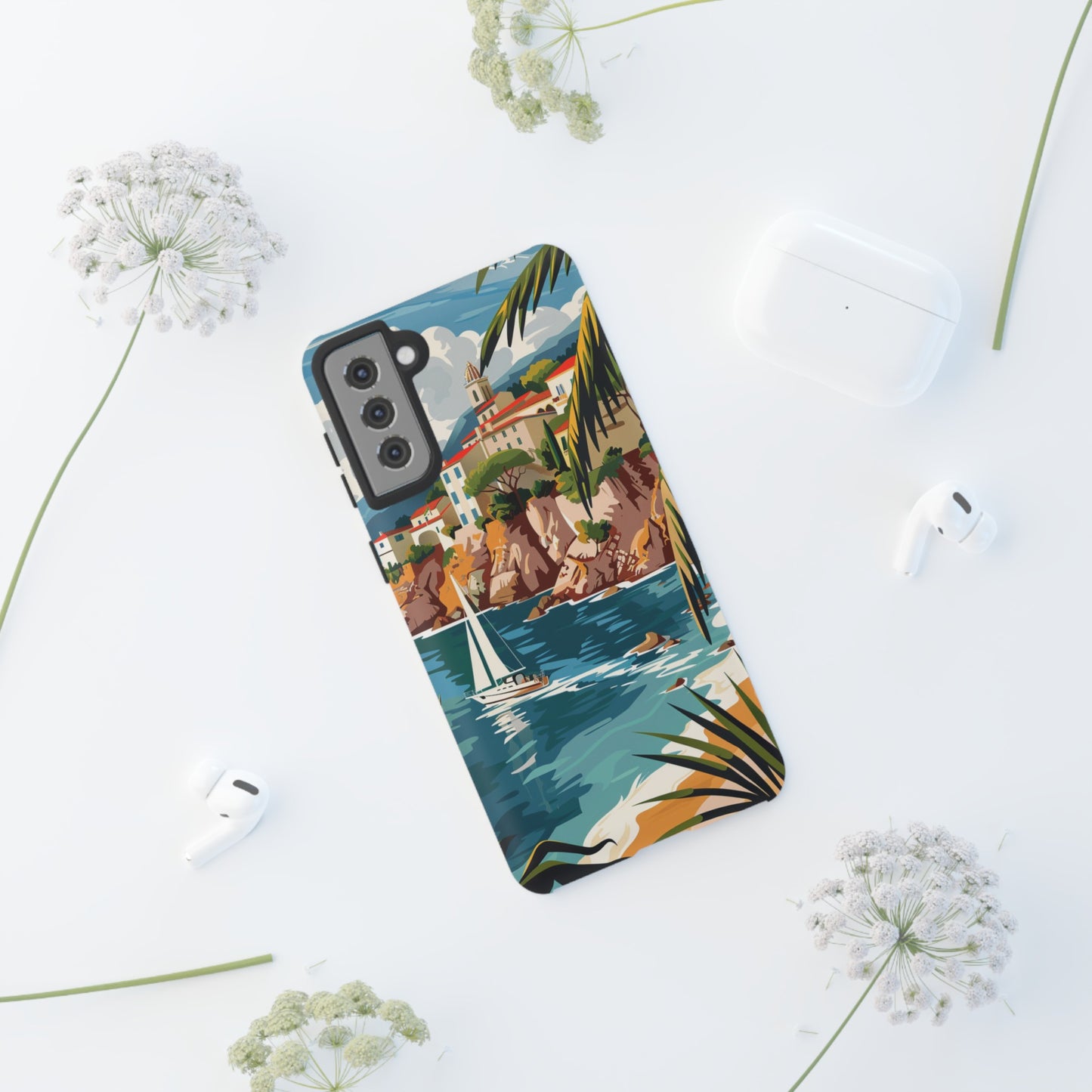 Midcentury French Riviera Sailboat Painting Phone Case