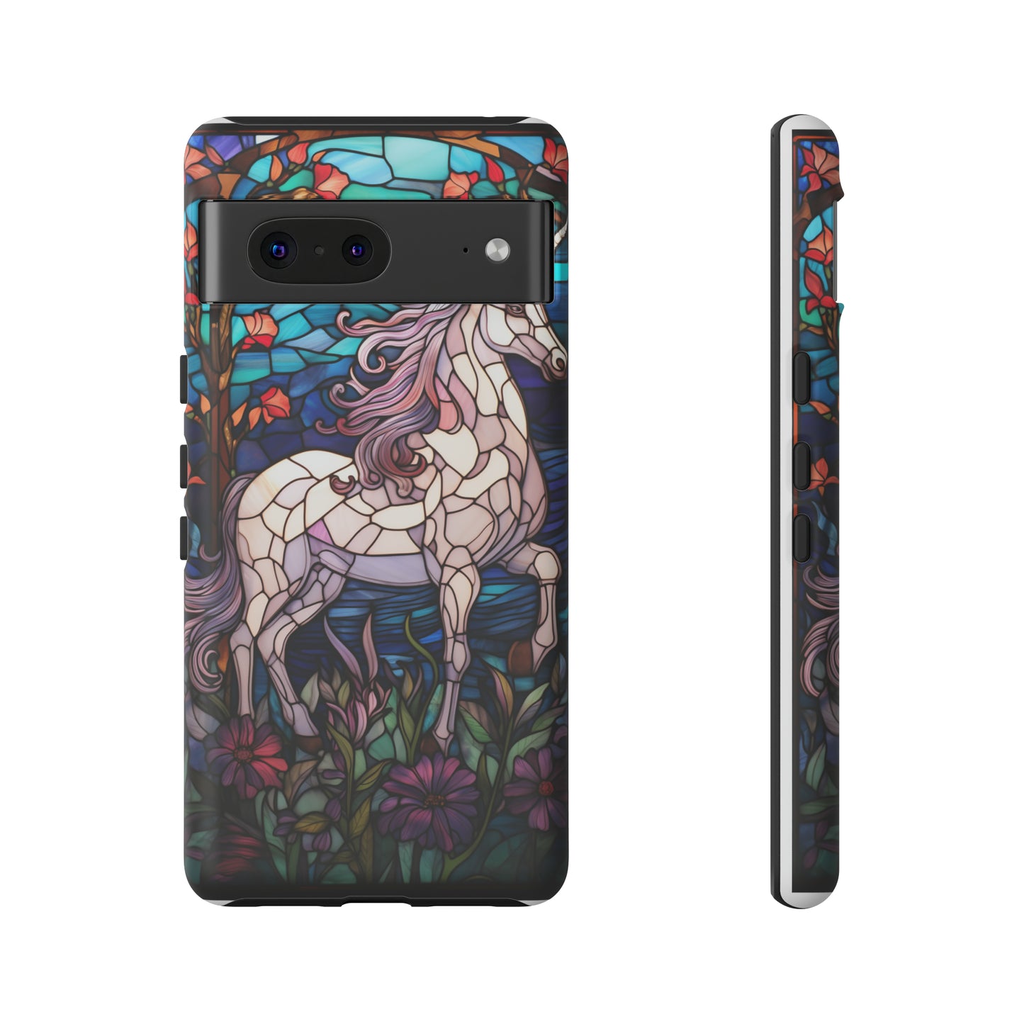 Unicorn Stained Glass iPhone, iPhone Case Retro Samsung Galaxy Phone Tough Case iPhone 15 14 Plus 13 12 7 8 Se Hippie Boho Style