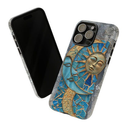 Boho Sun and Moon Mosaic Tile Stained Glass Phone Case