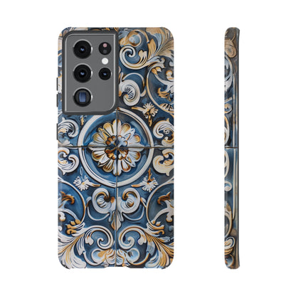 Azulejo Porcelain Blue & Creamy White Tile Mediterranean Design Phone Case