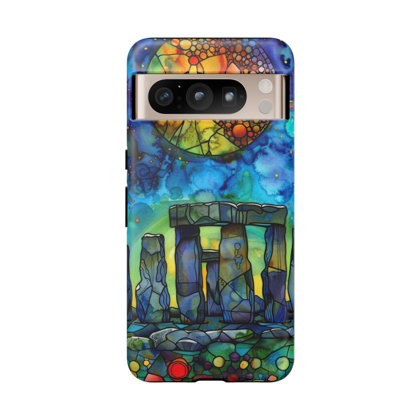 Stonehenge Neolithic Full Moon Stained Glass Watercolor Phone Cover