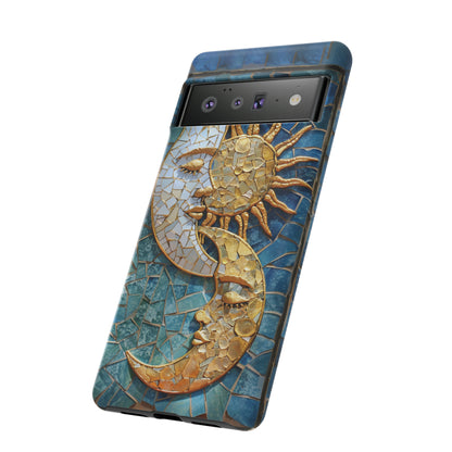 Boho Sun and Moon Mosaic Tile Stained Glass Phone Case