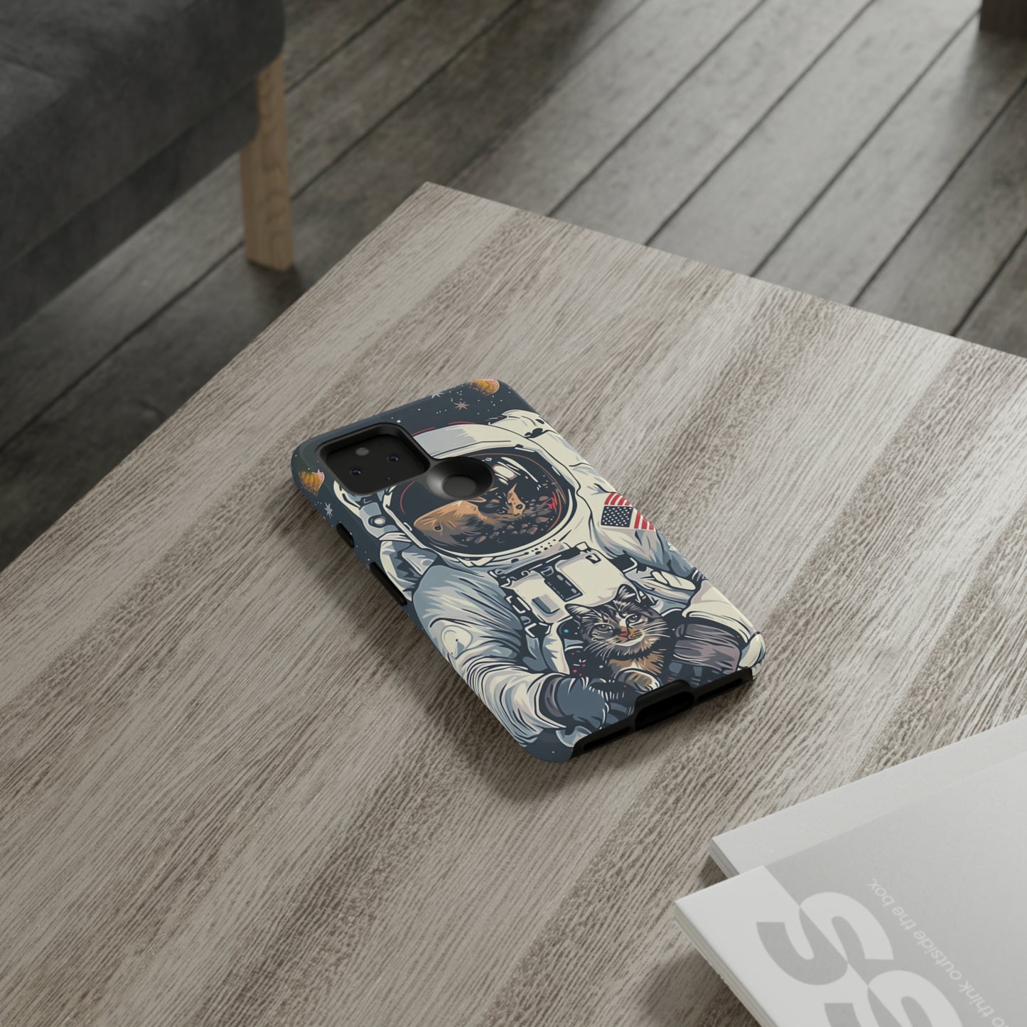 The Astronaut and the Cosmic Cat Phone Case