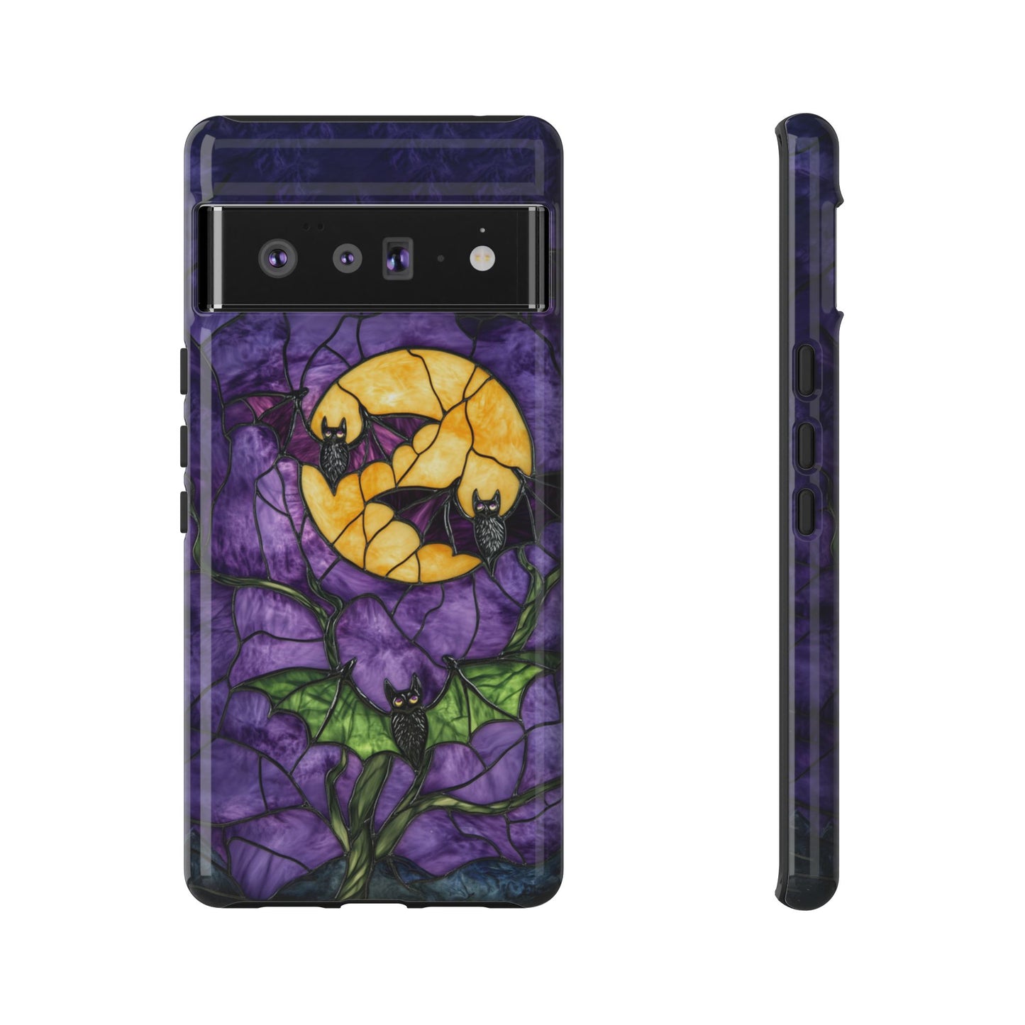 Full Moon Stained Glass Style Halloween Bats Phone Case