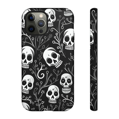 Join the Goth Side: Black Skull Floral Print | Mystical Elegance Case for iPhone, Samsung Galaxy, and Google Pixel