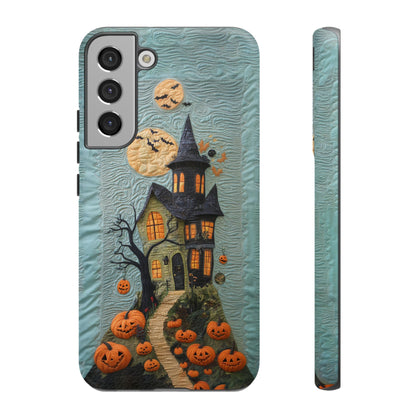 Halloween Haunted House Vintage Embroidery Style Phone Cover