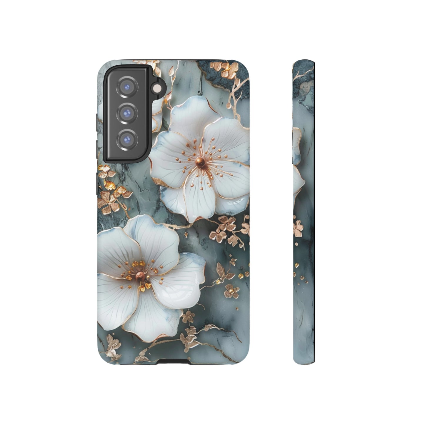 White Flower on Marble Stone  Phone Case