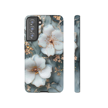 White Flower on Marble Stone  Phone Case