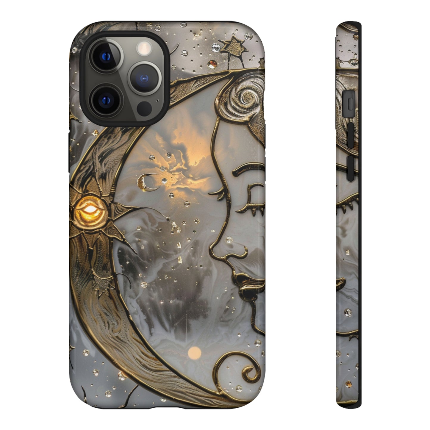 Moon Stars Stained Glass Starry Night Phone Case