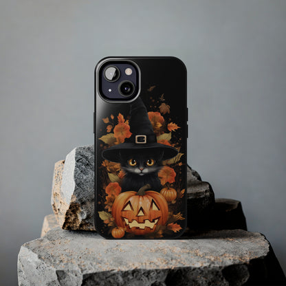 Trick or Treat Delight: Adorable Witch Cat Halloween Celebration | Whimsical iPhone Case