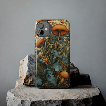 Vintage Mushroom iPhone Case Floral Aesthetic Art Nouveau Retro Phone Tough Case iPhone 14 Plus 13 12 7 8 SE Hippie Boho Style