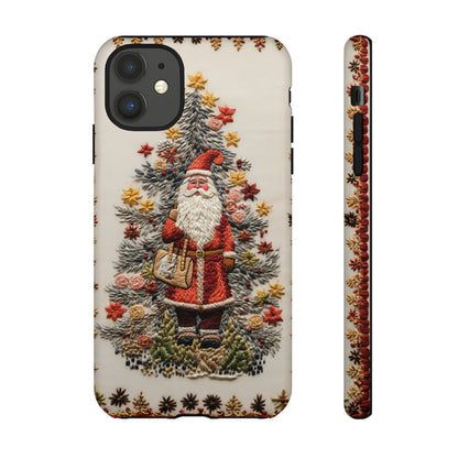 Vintage Embroidery Christmas Santa Phone Case