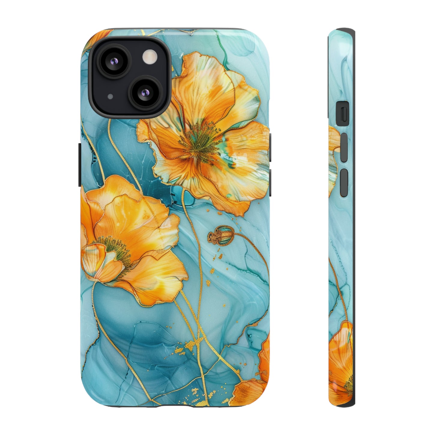 Gold Poppies Color Splash Floral Design Phone Case