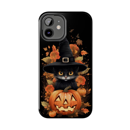 Trick or Treat Delight: Adorable Witch Cat Halloween Celebration | Whimsical iPhone Case