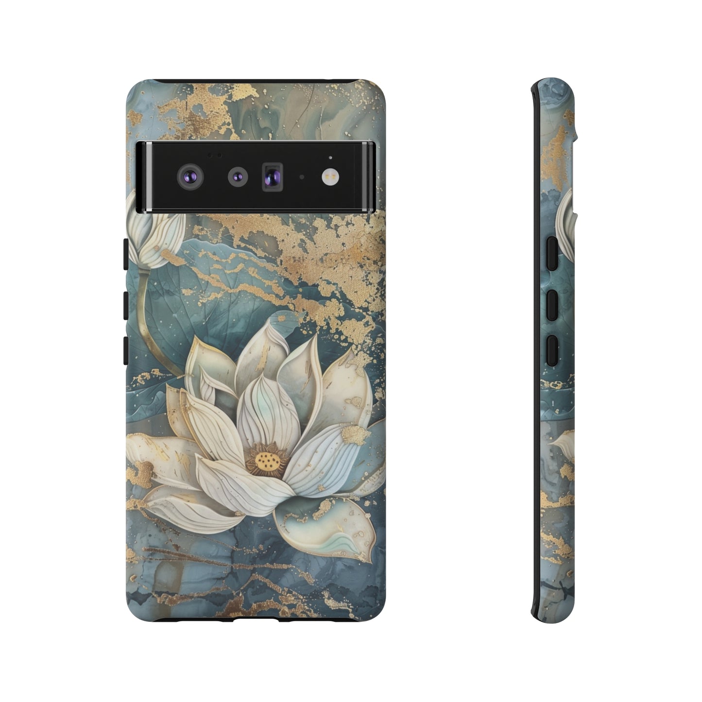 Zen Stained Glass Marble Lotus Floral Design Phone Case