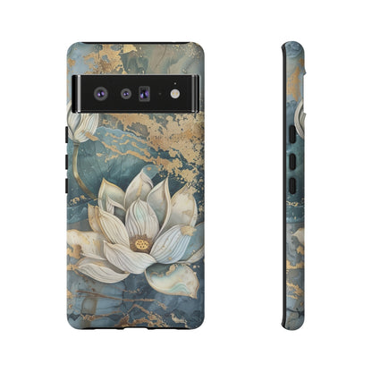 Zen Stained Glass Marble Lotus Floral Design Phone Case