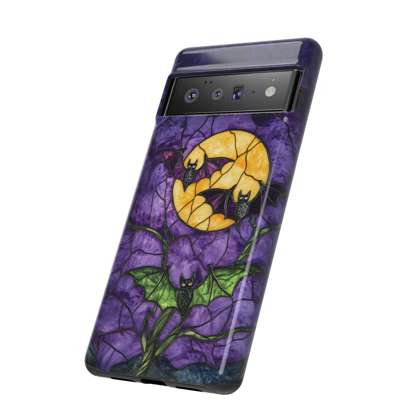 Full Moon Stained Glass Style Halloween Bats Phone Case