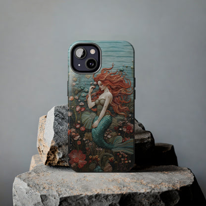 Siren's Song: Mermaid Elegance Apple Phone Case | Embroidery-Inspired iPhone Case