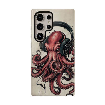 Retro Style Japanese Octopus Listening to Headphones Phone Cover