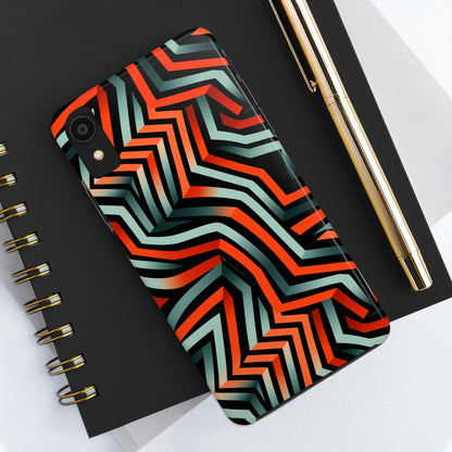 Abstract Wave Pattern Black, Blue, and Orange Psychedelic Tough iPhone Case | Embrace Vibrant Style and Reliable Protection