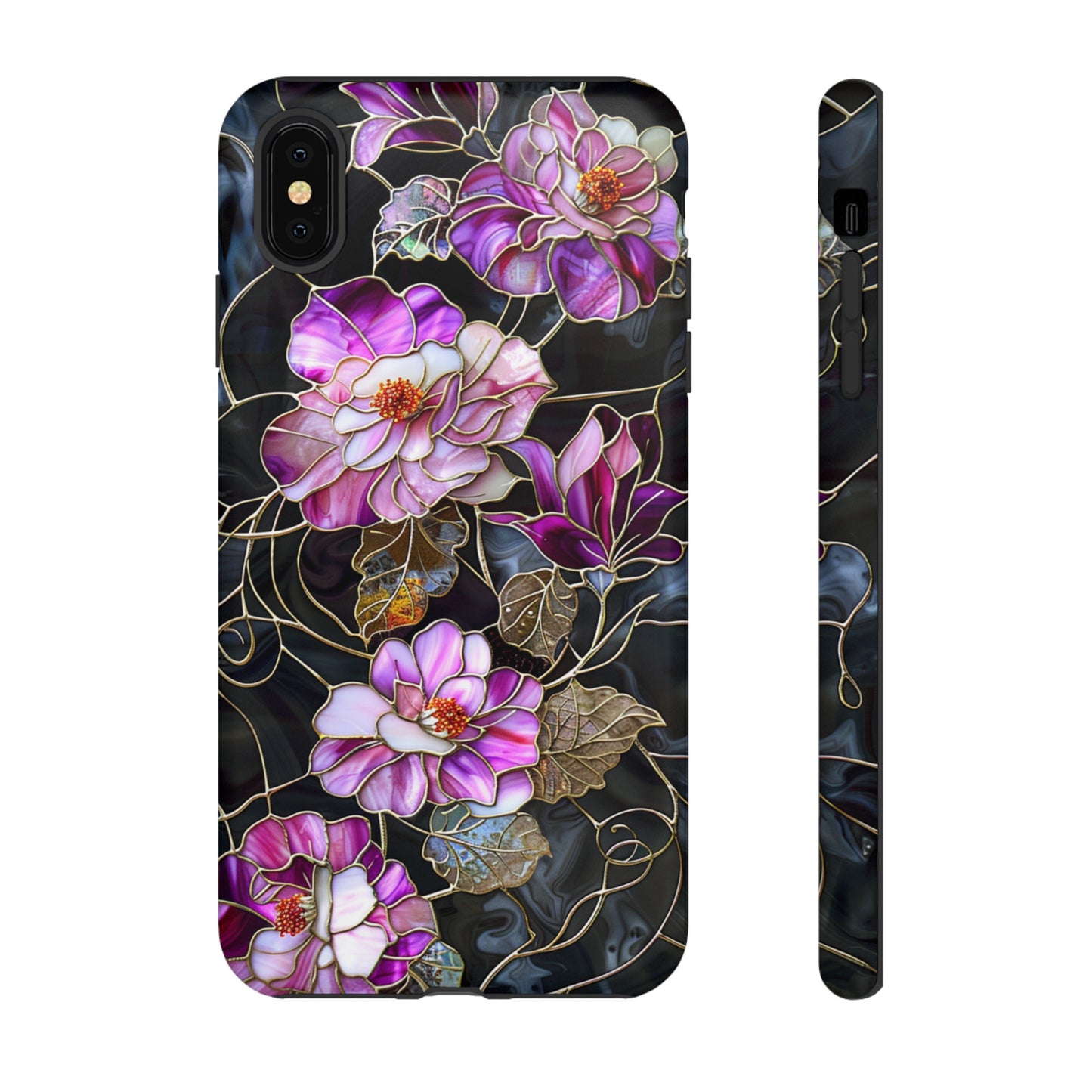 Magenta Color Floral Stained Glass Phone Case