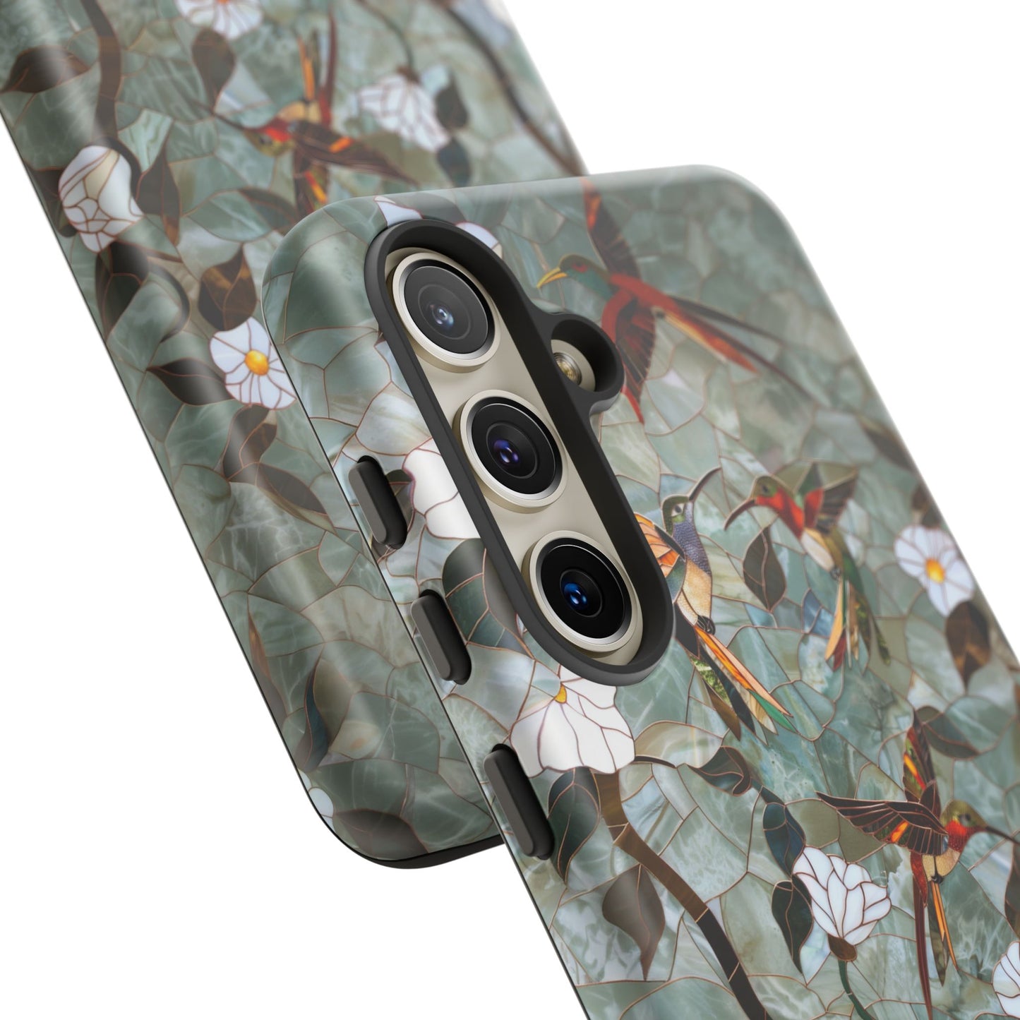 Stained Glass Hummingbirds and Flowers iPhone Case