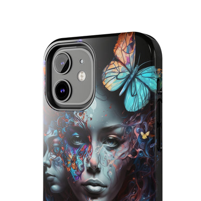 Synthwave Butterfly Girl Trippy Fantasy Art iPhone Case | Embrace the Futuristic Vibe with Whimsical Artistry