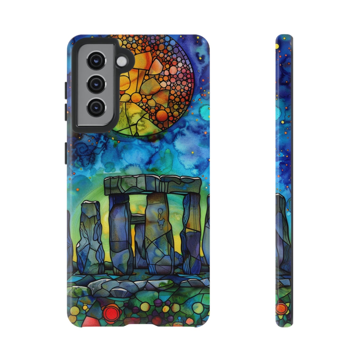 Stonehenge Neolithic Full Moon Stained Glass Watercolor Phone Cover