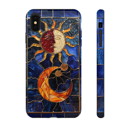 Celestial Stained Glass Moon and Stars iPhone 15 Case