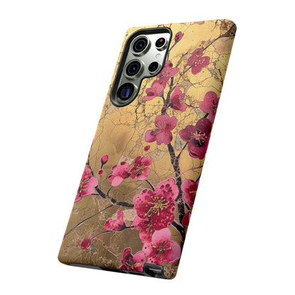 Pink Forget Me Nots Gold Floral Phone Case