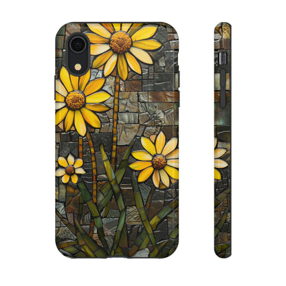 Yellow and Gold Daisy Mosaic Stained Glass Phone Case for iPhone 15, 14, Pro Max, 13, 12 & Samsung Galaxy S23, S22, S21, Google Pixel