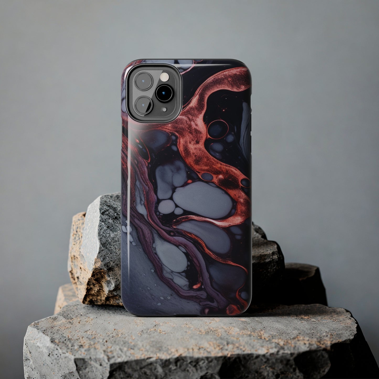 Marbled Dark Lava Flow Phone Case | Embrace the Vibrant Magma Vibes