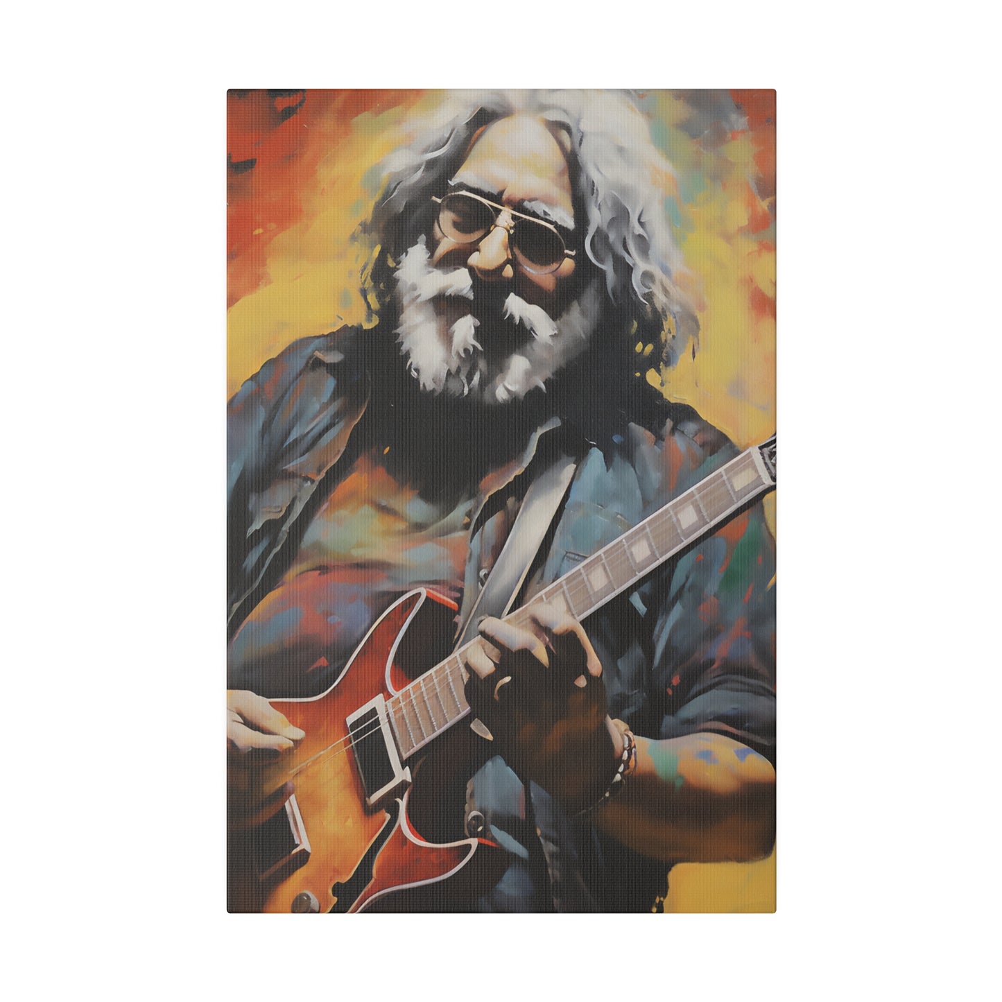 Jerry Garcia Playing Guitar  | Stretched Canvas Print