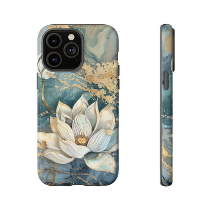 Zen Stained Glass Marble Lotus Floral Design Phone Case