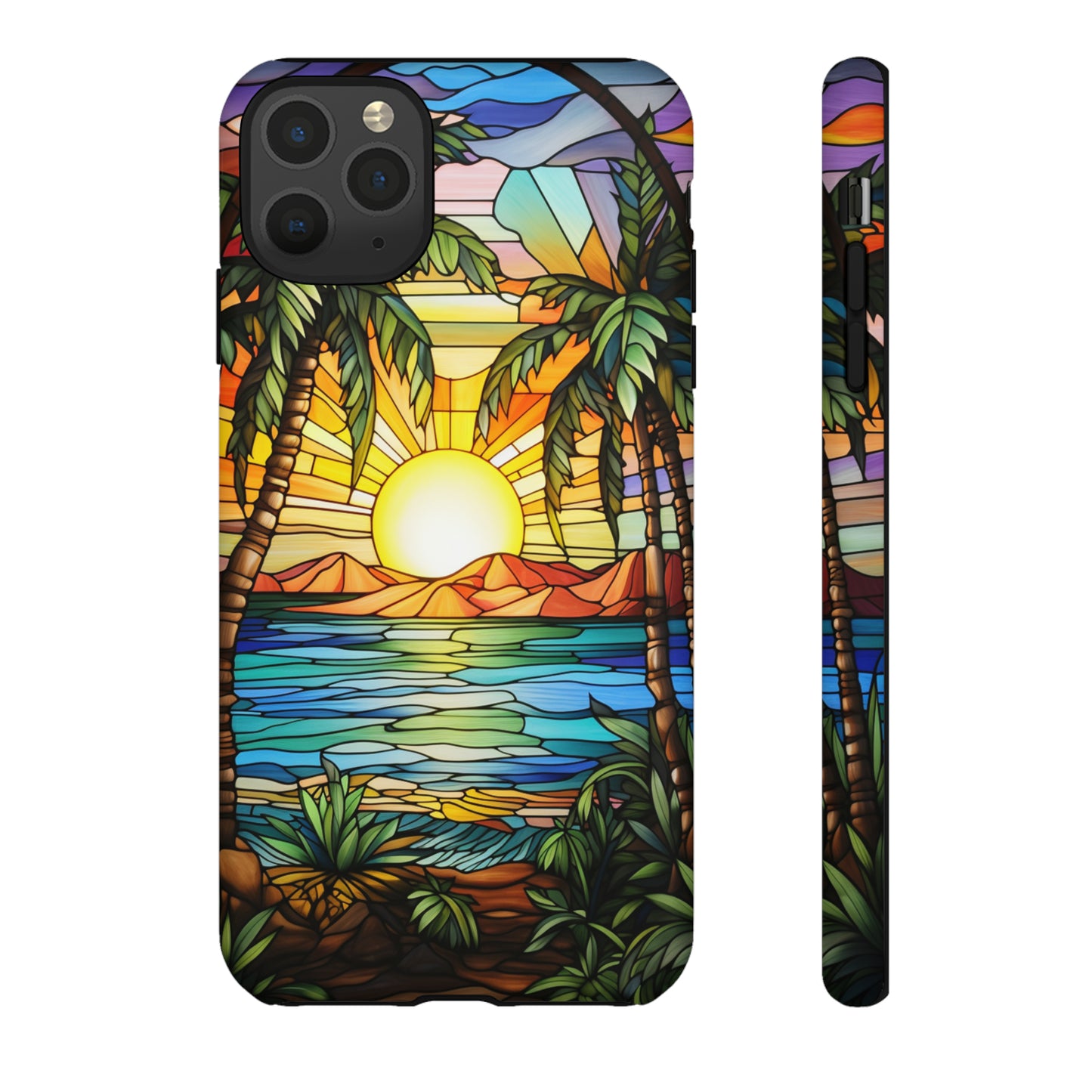 Tropical Stained Glass Sunset Beach