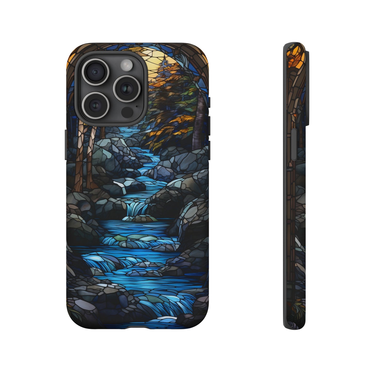 Stained Glass Stone Bridge and River Art Phone Case