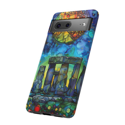 Stonehenge Neolithic Full Moon Stained Glass Watercolor Phone Cover