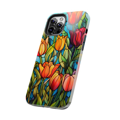 Stained Glass Tulip Floral Aesthetic iPhone Case | Embrace the Beauty of Nature in Full Bloom