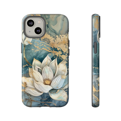 Zen Stained Glass Marble Lotus Floral Design Phone Case