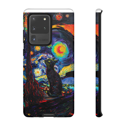 Starry Night Black Cat Van Gogh Painting Art Phone Case