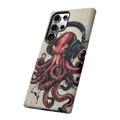 Retro Style Japanese Octopus Listening to Headphones Phone Cover