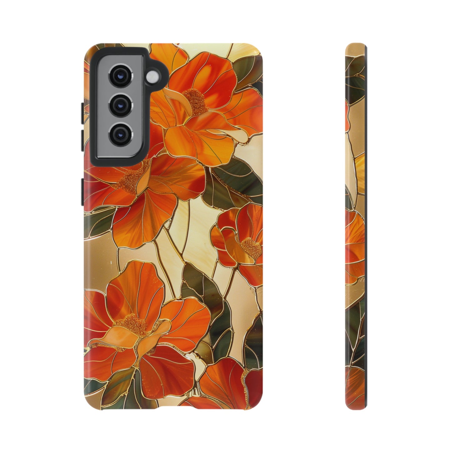 Orange Floral Phone Case Stained Glass Flower Aesthetic