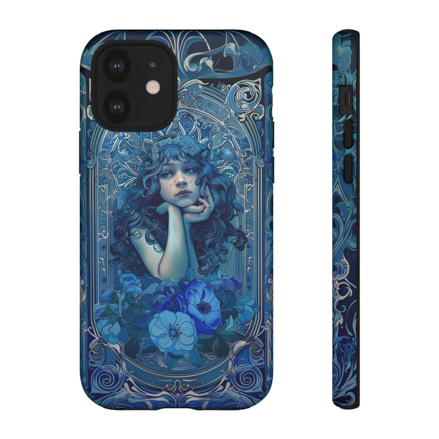 Blue Floral Art Nouveau Style Phone Case